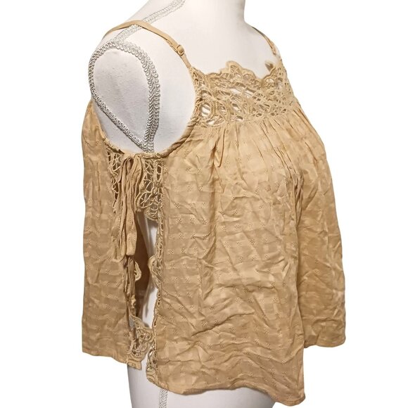 NEW American Eagle Flowy Side-Tie Cotton‎ Tank Top in Keep It Neutral/Tan Size S - Picture 8 of 16